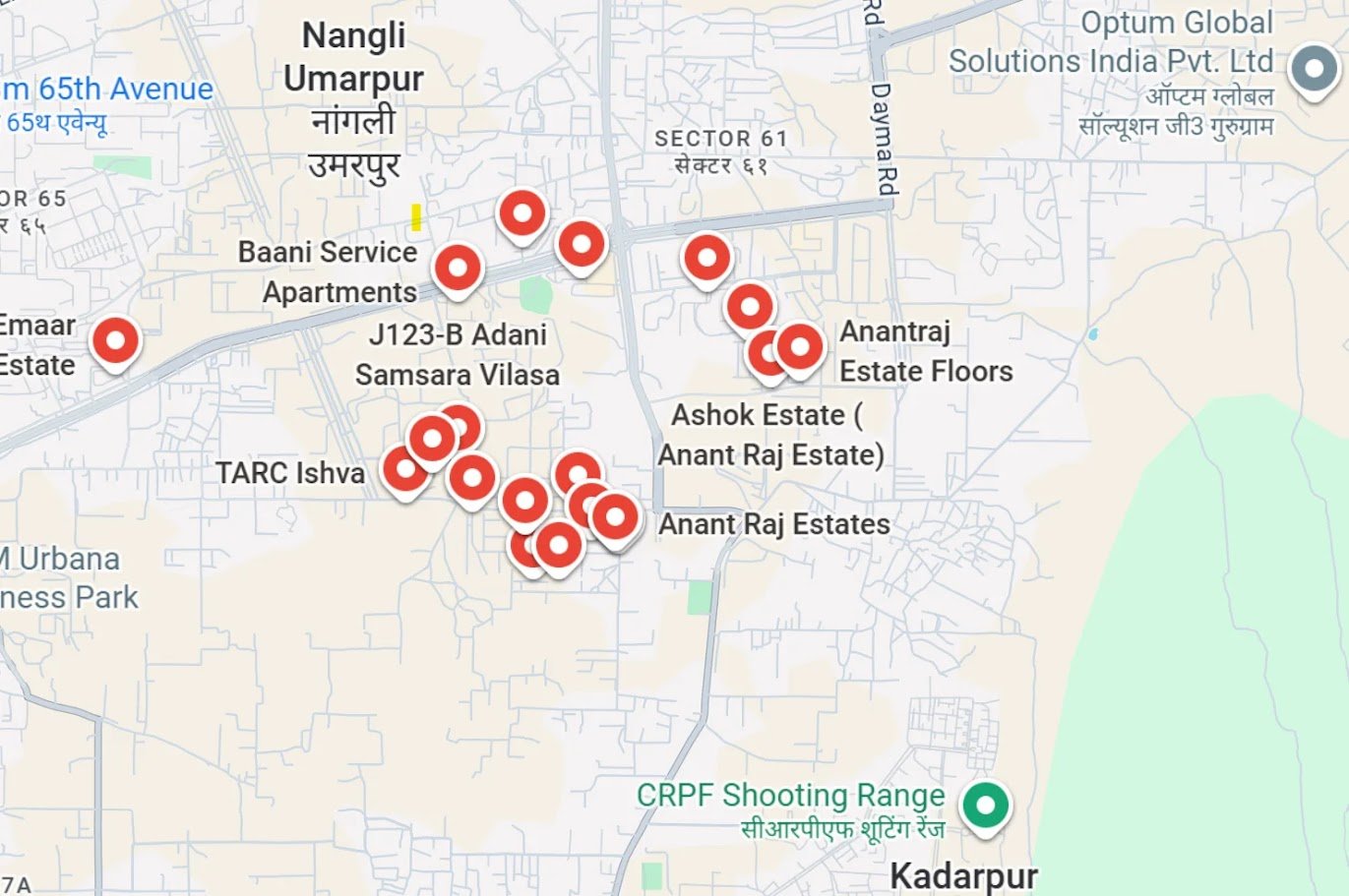 AnantRaj Estate One Sector 63A Location Map